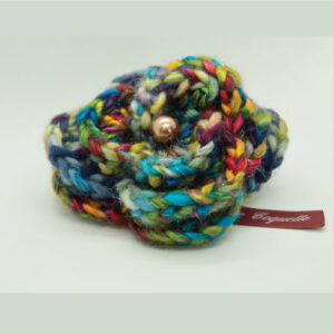 knitted rose - blue flower brooch
