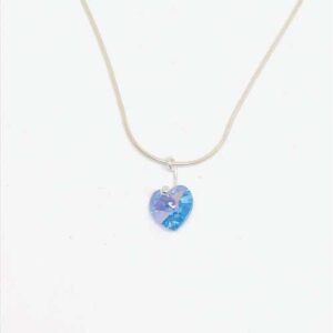 Pendant with chain - bleu- heart